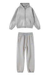 Unisex Fleece Zip-Up Hoodie Set: Pullover + Sweatpants