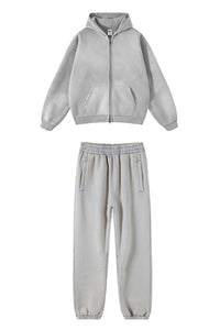 Unisex Fleece Zip-Up Hoodie Set: Pullover + Sweatpants