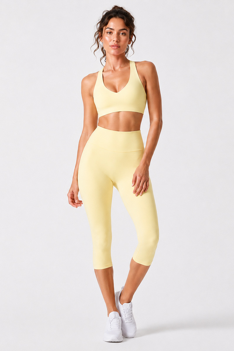 Women's Racerback Sports Bra & Capri Leggings Workout Set