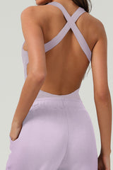 Women Cross-Back High-Waist One-Piece Yoga Bodysuit