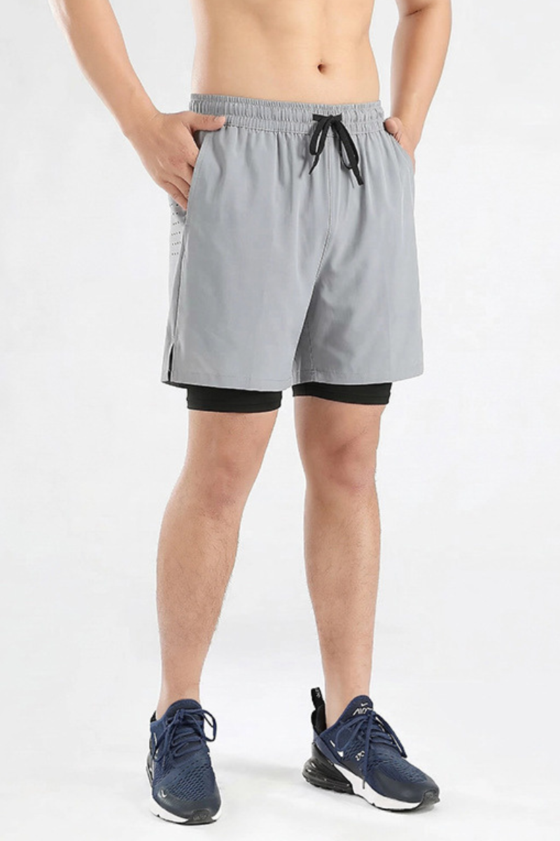 Men's 2-in-1 Athletic Breathable  Shorts with Inner Liner