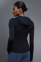Women Slim-Fit Hooded Yoga Running Stretch Workout Jacket