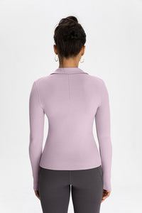 Women Modal Henley Collar Button Down Slim Fit Long Sleeve Yoga Top