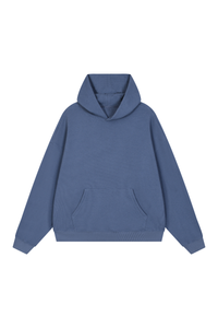 Unisex Fall Boxy Fit Waffle Texture Pullover Relaxed Hoodie