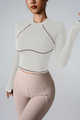 Women'S Contrasting Yoga Exercise Long Sleeve T-Shirt