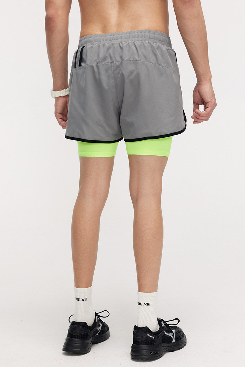 Men'S Fake Two Piece Sport Shorts