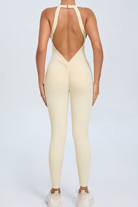 Women Back Buckle Backless Peach Butt Quick Dry One Piece Sports Fitness Yoga Bodysuit