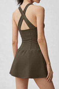 Women's Corset-Style Tennis Dress with Built-In Shorts