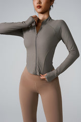 Women'S Zip Stripe Skinny Sports Long Sleeve Jacket