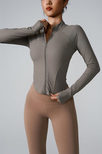 Women'S Zip Stripe Skinny Sports Long Sleeve Jacket