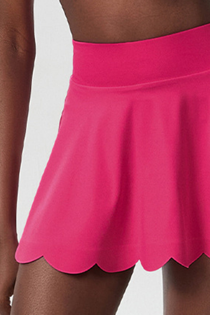 Women Single-Strap Tennis Sport Set: Wave-Hem Quick-Dry Lycroca Bra + Built-In Shorts Skort + Slim-Fit Zip-Training Jacket