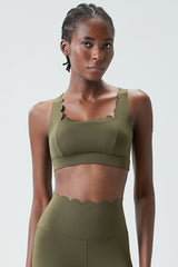 Women Wave-Edge Double-Strap High-Impact Quick-Dry Sports Bra