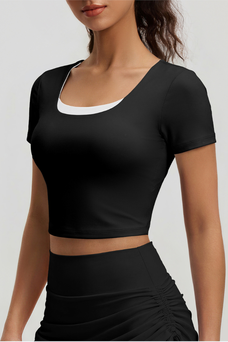 Women's Butterfly Back Padded Cropped Breathable T-shirt