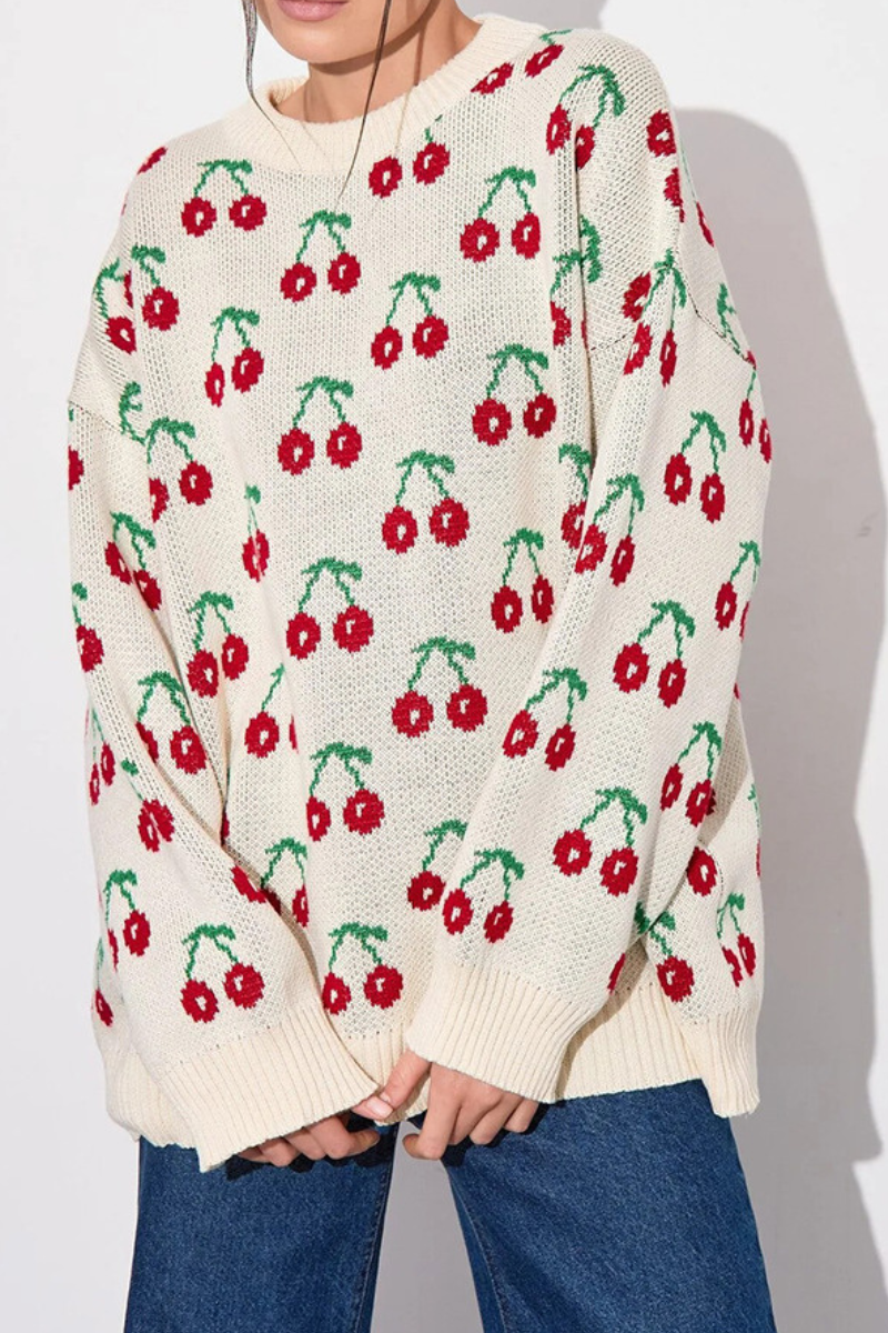Sweet cherry-patterned sweater