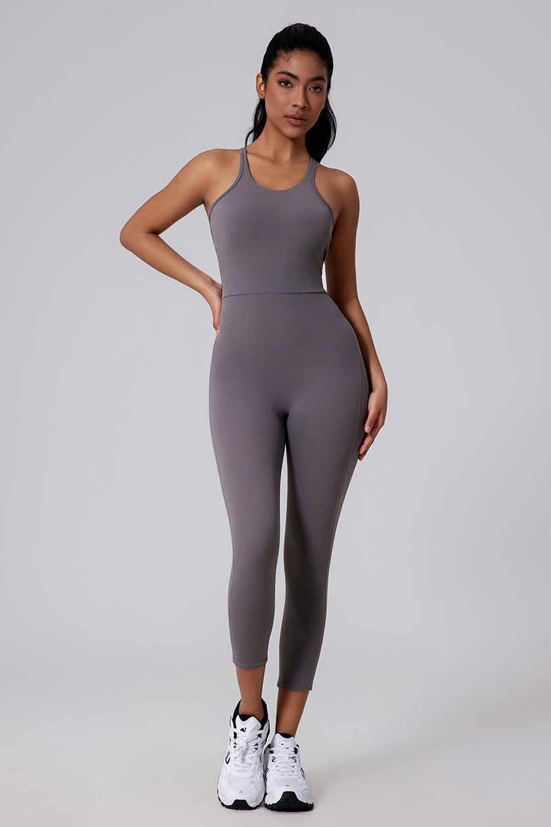 Women V-Back Sculpting Butt-Lifting Naked-Feel Yoga Running Fitness Bodysuit