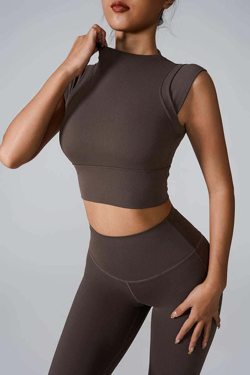 Women'S High-Elastic Nude Tight-Fitting Shape-Fitting Yoga Flying Sleeve Sports Vests