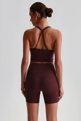 Women Solid Naked Sensation Yoga Set: High-Waisted Sculpting Shorts + Crisscross Back Support Bra