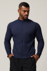 Men's Full Zipper Pocket Solid Fitness Sport Jacket