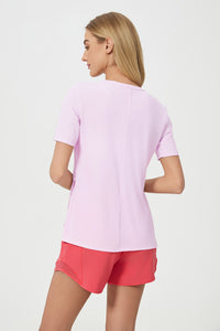 Women Short Sleeve Side Split Quick Dry Loose Breathable Running Fitness Sports Yoga Top