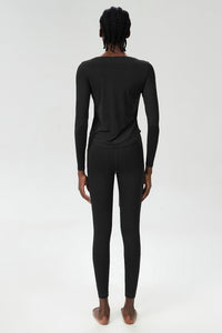 Women Plus-Size Lycra Naked-Feel High-Waisted Seamless Yoga Training Set: Side-Slit Top + Sculpting Leggings