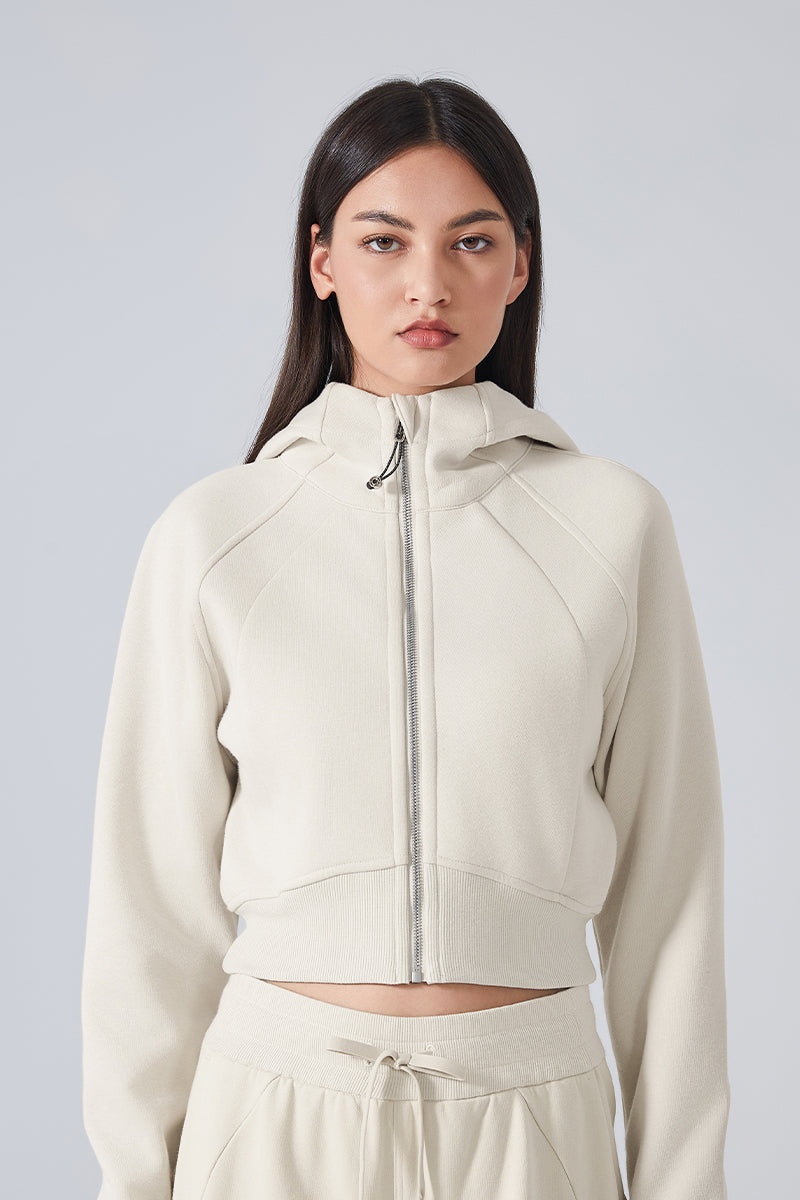 Women'S Loose Yoga Hooded Crop Jacket