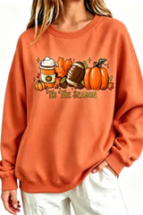 Women’s Fall Football Pumpkin Graphic Halloween Sweatshirt