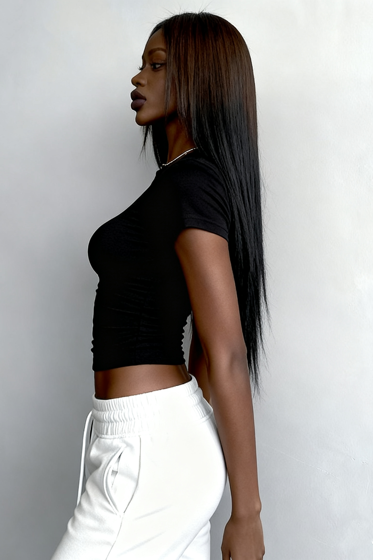 Women's slim round neck solid color short sleeves