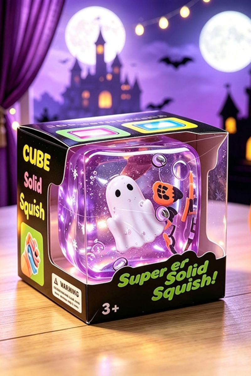 Halloween Magic Crystal Cube Squishy Fidget Toy with Box