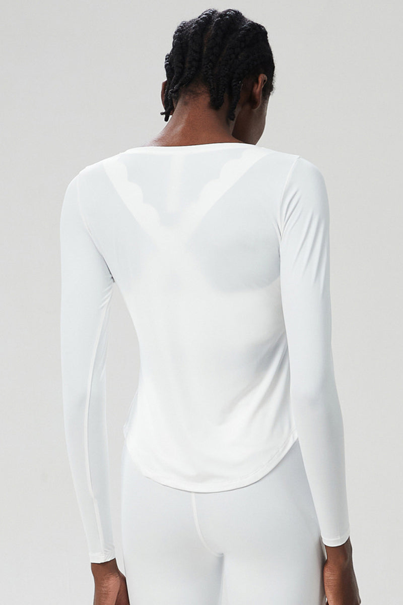 Women Plus-Size Smooth Quick-Dry Sun Protection Loose Fit Training Long Sleeve Top
