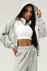 Women Zippered Jacket Hooded Casual Cardigan Jacket