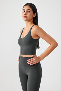 Women Fixed Bra Pads U-Back Nude Shape Fitness Yoga Exercise Vest