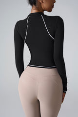 Women'S Contrasting Yoga Exercise Long Sleeve T-Shirt