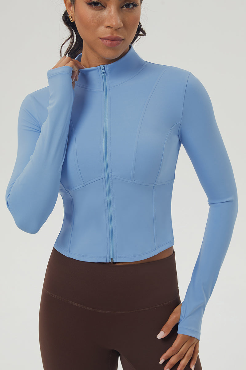 Women'S Sports Zipper Slim Fit Jacket With Thumbhole