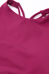 Women Brushed Cross-Back Slim-Fit Yoga Set: High-Waisted Butt-Lifting Outdoor Running Leggings + Round Neck Sports Bra