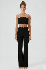 Women's 2-Piece Sets:Scalloped Edge Bra & Flare Leggings