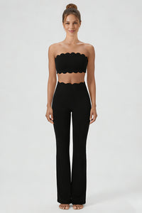 Women's 2-Piece Sets:Scalloped Edge Bra & Flare Leggings