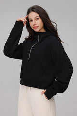 Women Cropped Fleece Hooded Hoodie