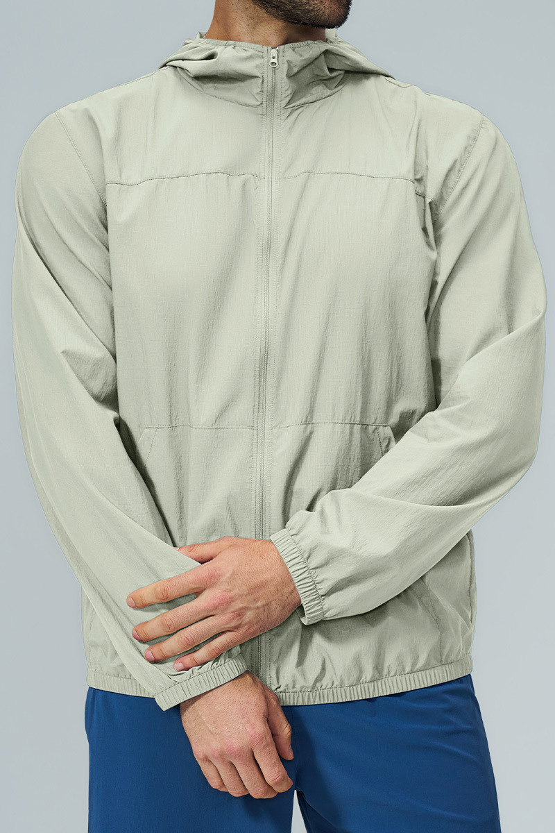 Men's Fall Hooded Full Zip Elastic Hem Outdoor Hooded Jacket