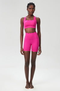 Women Wave-Edge Yoga Set: Double Shoulder Bra + Quick Dry Lycra Fitness Sports Shorts