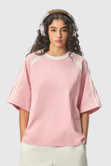 Women's 260g Cotton Mesh Stripe Patch Tee