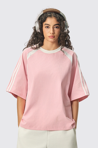 Women's 260g Cotton Mesh Stripe Patch Tee