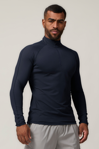 Men's Half-Zip Mock Neck Quick-Dry Athletic Long Sleeve T-Shirt