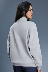 Women Half Zip Fleece Stand Collar Loose Casual Warm Sweatshirt