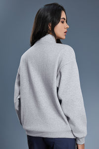 Women Half Zip Fleece Stand Collar Loose Casual Warm Sweatshirt