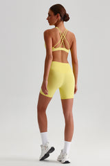 Women Outdoor Quick-Dry Naked Sensation Yoga Set: Cross-Back Slim-Fit Sports Bra + High-Waisted Sculpting Shorts
