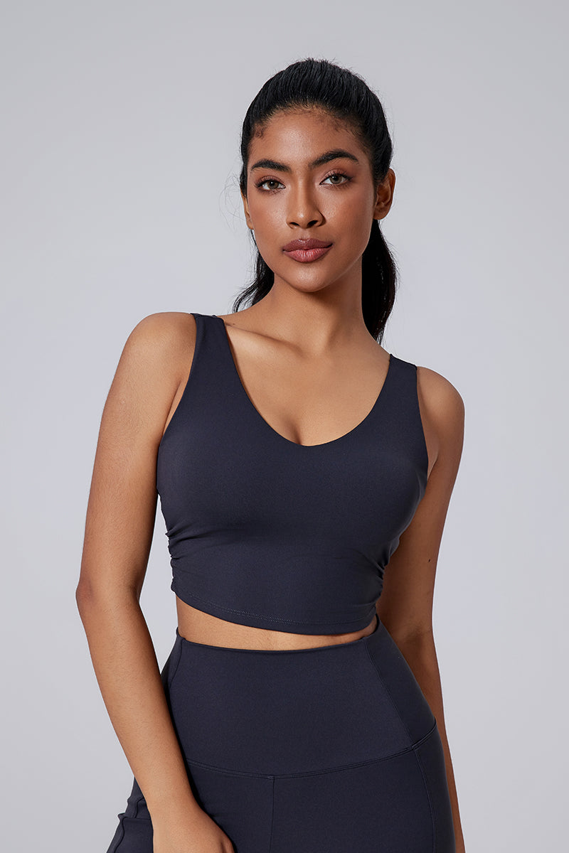 Women Open-Back Naked-Feel Yoga Built-In Bra Waist-Cinching Workout Tank Top