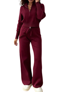 Double-opening zipper fitted sweater set