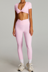 Women's Set:Twist-Front Tank TopTank Top And High Waist Leggings