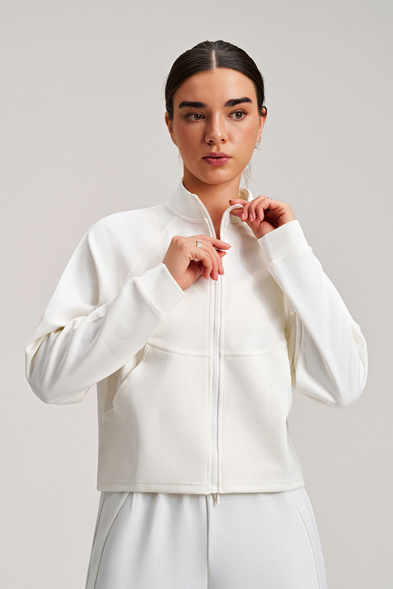 Women Stand Collar Slim-Fit Multi-Pocket Sporty Casual Jacket