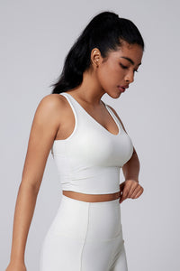 Women Open-Back Naked-Feel Yoga Built-In Bra Waist-Cinching Workout Tank Top